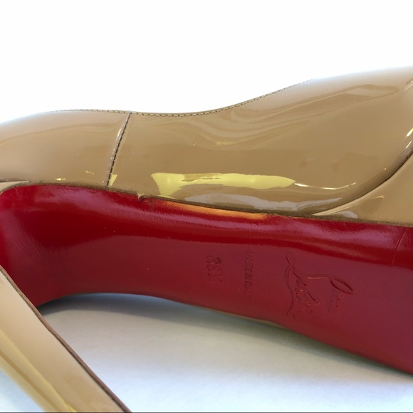 Christian Louboutin 150 Nude Patent Lady Peep - Picture 3 of 8